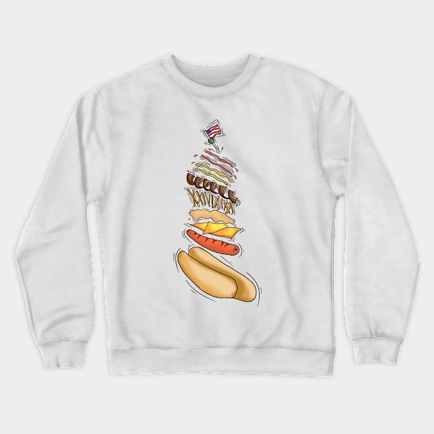 4th of July Hotdog Design Crewneck Sweatshirt by CreamPie